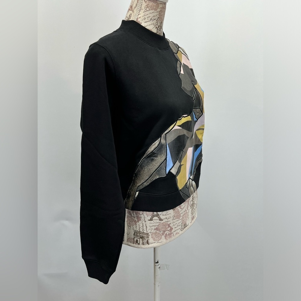 HUMAN HABIT Black graphic patchwork crew neck swe… - image 3